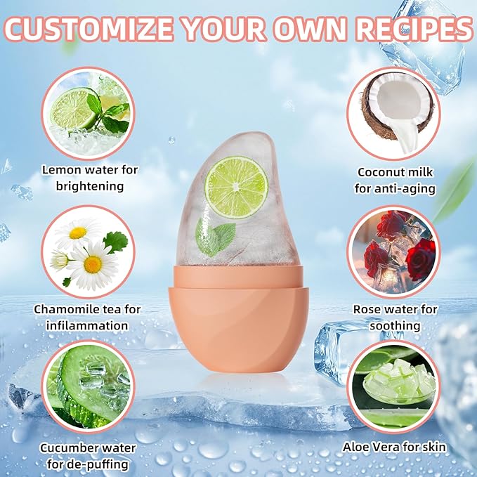 Silicone Facial Ice Cube Roller Massager, Facial Beauty Care Tool, Reusable Face Ice Mold - Brighten Skin, Reduce Puffiness for Face & Eyes (Green)-GlimoraGlow