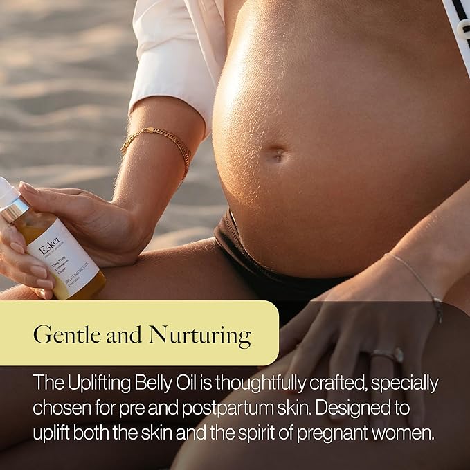 ESKER Natural Uplifting Belly Oil | (4.0oz) | Plant-Based Formulated with Antioxidants Promoting Deep Hydration and Cell Regeneration | Skin Stays Nourished and Resilient During Pregnancy-GlimoraGlow