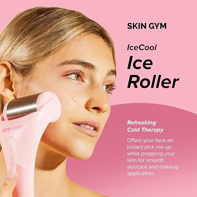 SKIN GYM IceCool Ice Roller, Stainless Steel Cryo Facial Tool for Puffiness and Redness Relief-GlimoraGlow