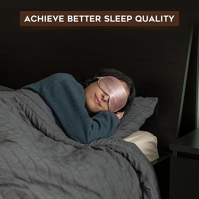 in Flight Mind Mulberry Silk Sleep Mask, Eye Mask for Sleeping with Elastic Headband, Super Soft Sleeping Mask,Comfortable Silk Eye Sleep Mask, Sleep Eye Mask for Night Sleeping, Travel, Nap(Pink)-GlimoraGlow