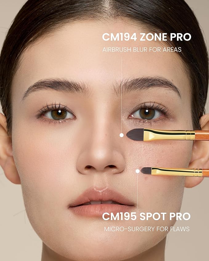 Desert Oak Series Liquid-Sculpt Pro Concealer Brush - Wide Teardrop Head for Under Eyes & Redness, Bubinga Wood, Brass Ferrule (CM 194)-GlimoraGlow