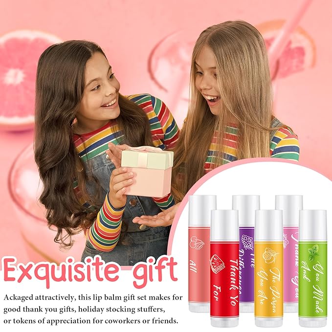 24 Pcs Lip Balm Gifts Bulk Thank You Gifts Employee Appreciation Gifts for Coworkers Moisturizer Assorted Flavors Natural Ingredients Dry Chapped Lip Care Gift for Women Men Teen-GlimoraGlow