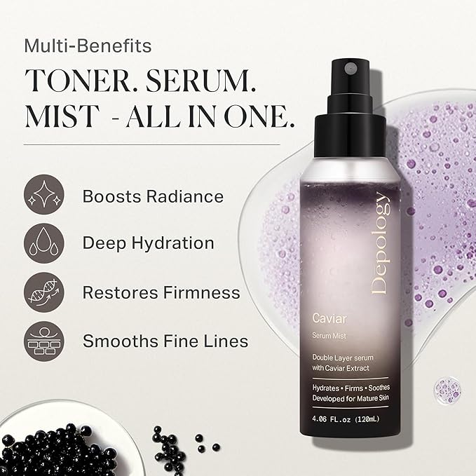 depology Glowing Spray Serum, Hydrating & Firming Facial Mist, Radiance Skin, Smooths Fine Lines and Wrinkles, Face Mist with Hyaluronic Acid & Collagen, Facial Spray for All Skin Types, 4.06 Fl Oz.-GlimoraGlow