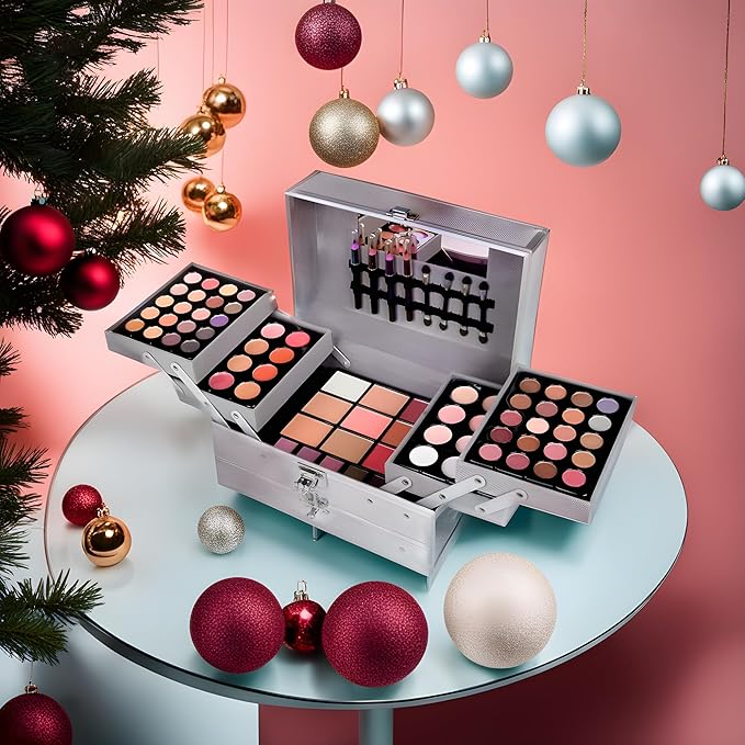 132 Colors All In One Ultimate Color Makeup Kit: Carry All Trunk with Cosmetic Contouring Palette, Concealer, Face Powder, Lip Gloss, Blusher, Contour Shade, Eye Liner, and Eyebrow Powder.-GlimoraGlow