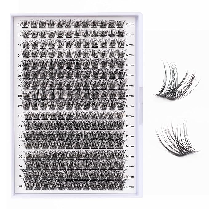 Lash Clusters 204 Pcs Individual Lashes Clusters Eyelash Extensions False Eyelashes DIY Lash Extension Kit Reusable False Eyelashes Natural Look Mix 10-16mm C D Curl(DM01+DM17)-GlimoraGlow