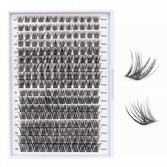 Lash Clusters 204 Pcs Individual Lashes Clusters Eyelash Extensions False Eyelashes DIY Lash Extension Kit Reusable False Eyelashes Natural Look Mix 10-16mm C D Curl(DM01+DM17)-GlimoraGlow