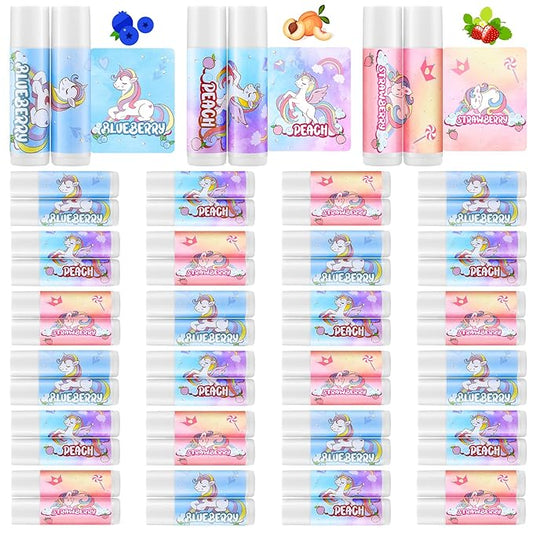 24 Pcs Unicorn Lip Balm Back to School Gift Unicorn Party Favors Lip Balm for Girls Birthday Party Favors Lip Gloss for Kids Gifts for Kids Fruity Favors Unicorn Gift for Cute Girls-GlimoraGlow