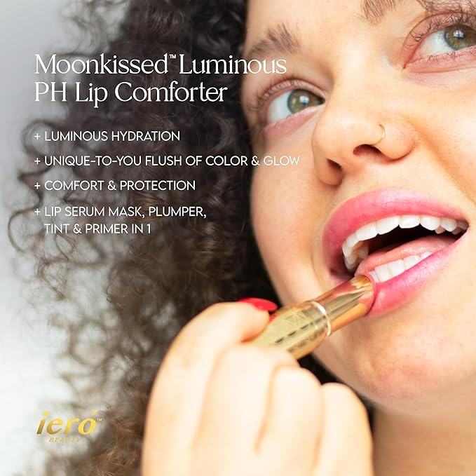 ieró Beauty Moonkissed Luminous PH Tinted Lip Balm w/Shea Butter & Vitamin E, Lip Care Moisturizer, Lip Plumper for Soft & Supple Lips, Paraben Free, Vegan, Sheer Berry w/Blue-Violet Shimmer-GlimoraGlow