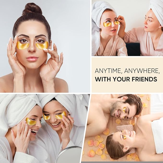 100Pcs/50Pairs Under Eye Patches Gold for Dark Circles, Puffy Eyes, and Wrinkles, 24K Gold Eye Mask for Face, Eye Cream for Men and Women-GlimoraGlow