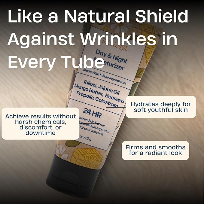 Everything Cream | 100% Grass Fed Beef Tallow Moisturizer for Face and Body | Day & Night Skincare | Safe Natural Edible-Grade Ingredients | After-Sun Care | All Skin Types | 3 oz-GlimoraGlow