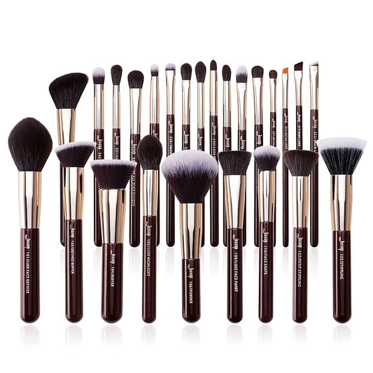 Jessup Makeup Brushes Set Professional, 25PCS Premium Natural Powder Foundation Eyeshadow Blending Concealer Blusher Highlight Labeled Brushes, T280-GlimoraGlow