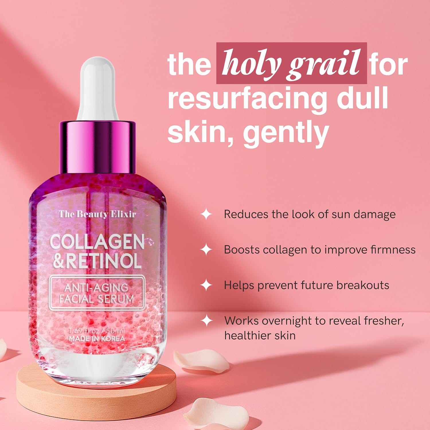 Collagen & Retinol Serum For Face - Ultra Hydrating, Restores, Smooths & Reduces Wrinkles - Dermatologist Tested, Natural Ingredients, Clean Beauty - Korean Skin Care - 1.69 Fl. Oz-GlimoraGlow