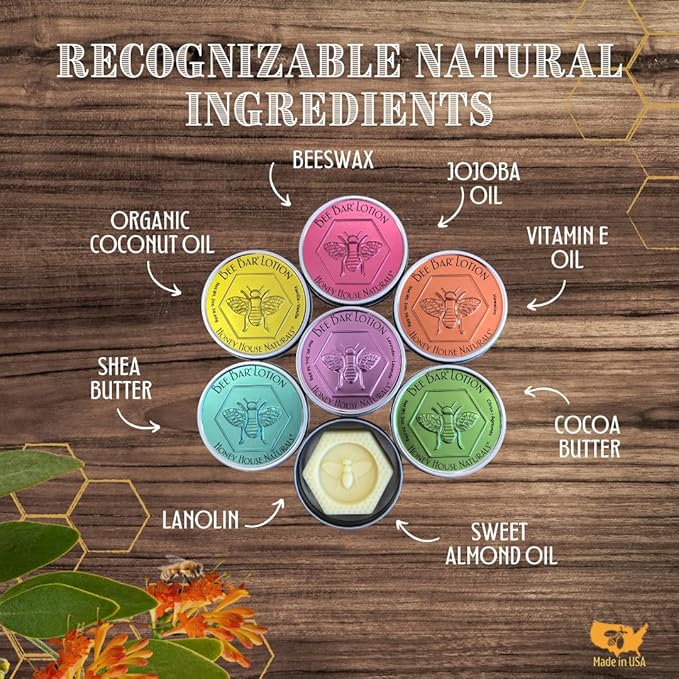 Bee Bar Honey House Naturals Duo – Vanilla - Small 6 Ounce and Large 2 Ounce– All Natural Ultra Moisturizing Lotion Bar Infused with Essential Oils and Butters – Made in USA-GlimoraGlow