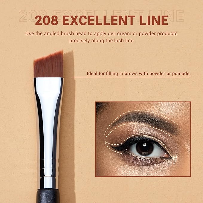 Jessup Angled Eyeliner Brush Set，3pcs Pro Precision Eye Liner Brush Fine Winged Ultra Thin Slanted Gel Liquid EyeLiner Makeup Brushes, Black T345-GlimoraGlow