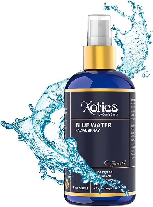 Xotics Blue Water Facial Spray - 8oz - Hydrating Face Mist with Aloe Vera - Refreshing Toner for Men & Women, Aftershave, Daily Moisturizing Splash for All Skin Types-GlimoraGlow