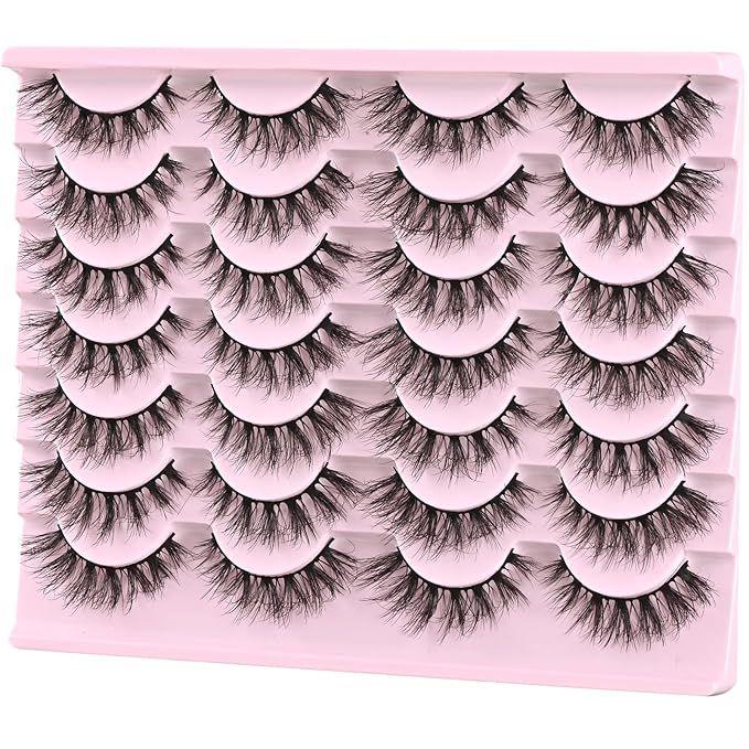 FARRED Lashes Natural Eyelashes Wispy Cat Eye False Lashes Fluffy Fake Eyelash Natural Look 14 Pairs Short Faux Mink Strip Eye Lash Pack for MUA and Beginners Daily Makeup (F4 | 9-16mm)-GlimoraGlow