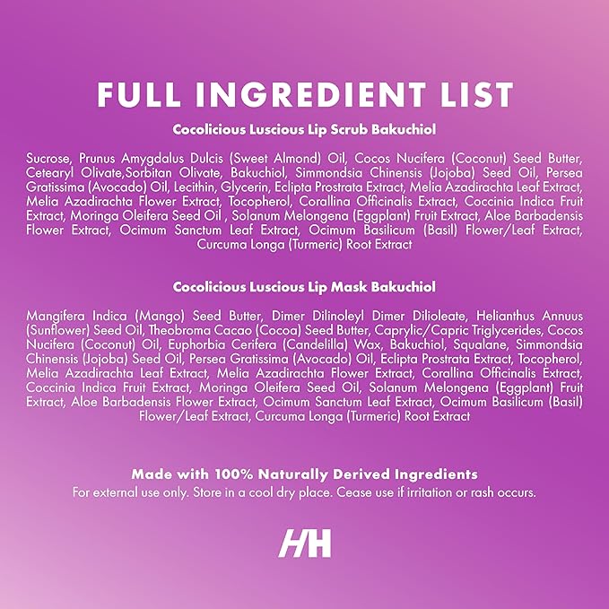 100% Natural Lip Scrub, Vegan Conditioning Coconut Lip Exfoliator - Gentle Exfoliant, Sugar Lip Polish and Lip Exfoliator Scrubber for Chapped and Dry Lips (Bakuchiol 3pc Set)-GlimoraGlow