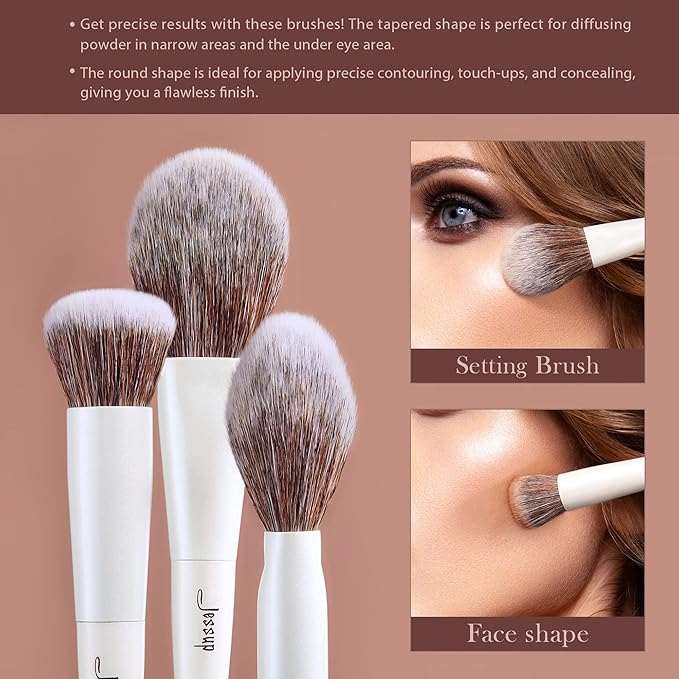 Jessup Make up Brushes 4pcs Face Makeup Brushes Set for Foundation Concealer Blush Contour Powder Highlighter, Pearl White T344-GlimoraGlow