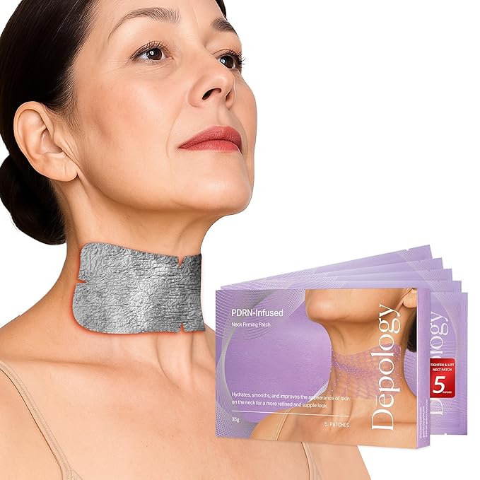 depology Tightening and Lifting Neck Wrinkle Patches with Cream, PDRN Deep Collagen Neck Mask, Firming Patch with PDRN、Collagen and Niacinamide Cream-GlimoraGlow