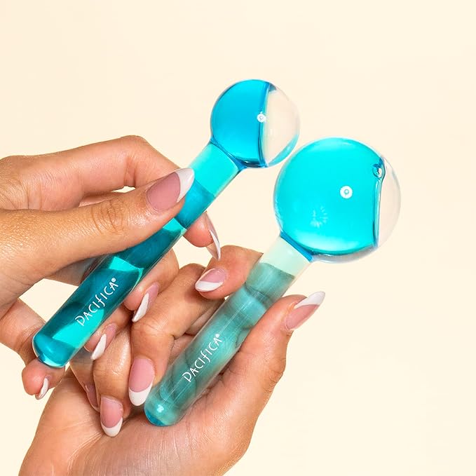 Pacifica Ice Roller Cryo Globes – Cooling Glass Facial Massager for Face, Eyes & Neck – Cold Therapy Beauty Tool for Puffy Eyes, Dark Circles, Redness, Wrinkles – Skin Care Gift for Women & Men-GlimoraGlow