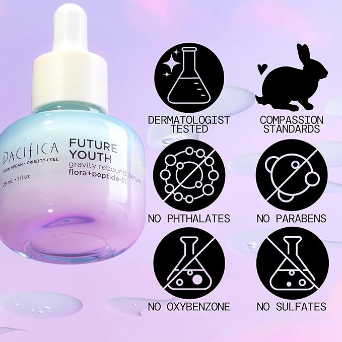 Pacifica Future Youth Gravity Rebound Face Serum – Multi-Peptide Firming Facial Serum for Fine Lines, Anti-Aging & Elasticity Vegan & Cruelty-Free Dermatologist Tested-GlimoraGlow