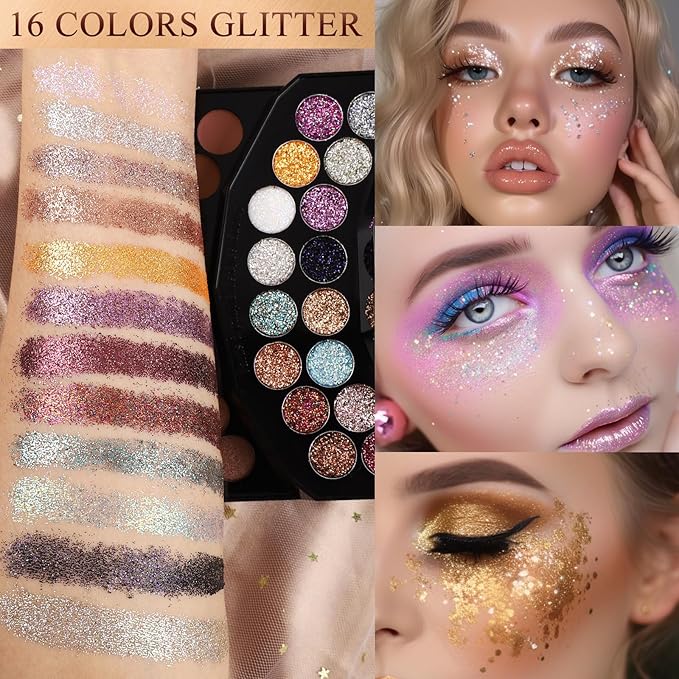 109 Colors Makeup Kit for Women Girl Full Kit Gift Set with Mirror All in One Make up Palette Included Eyeshadow Glitter Lipstick Concealer Eyeliner Eyebrow Highlighter Contour Blusher Compact PowderN-GlimoraGlow