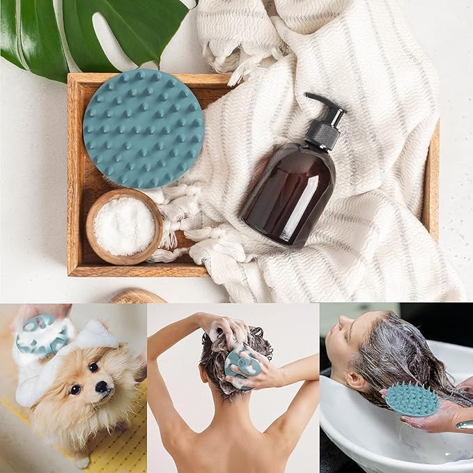INNERNEED Scalp Massager Shampoo Brush, Wet & Dry Manual Scalp Care Head Scrubber Hair Washing, Soft Silicone Bristles, for Hair Growth, Dandruff Removal (Pack of 4)-GlimoraGlow