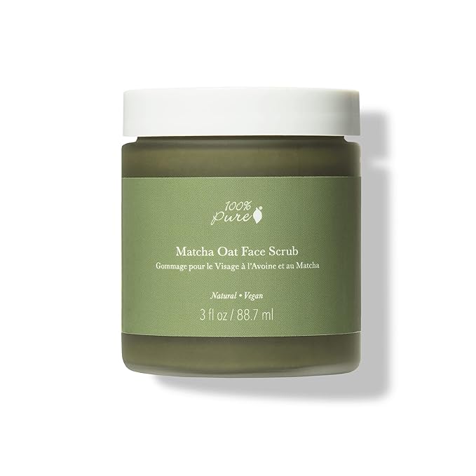 100% PURE Matcha Oat Face Scrub Facial for Glowy Radiant Skin Exfoliator & Pore Minimizer Natural Skincare for Women & Men, Vegan - 3 oz-GlimoraGlow