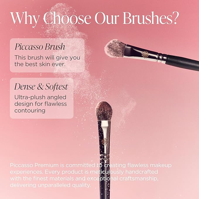Piccasso 23 Small Blusher Brush – Precise Makeup Brush for Cheeks, Nose, and Chin, Soft Squirrel & Horse Hair for Delicate Application, Detail Face Brush for Daily Use, Korean Professional Beauty Tool-GlimoraGlow