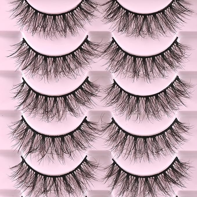 FARRED Natural Lashes Short Eyelashes Wispy False Mink Lash Pack 14 Pair Natural Look Fluffy Doll Eyelash Small Fake Strip Lashes Full Pestañas Sets for MUA and Beginners Daily Makeup (F3 | 8-16mm)-GlimoraGlow