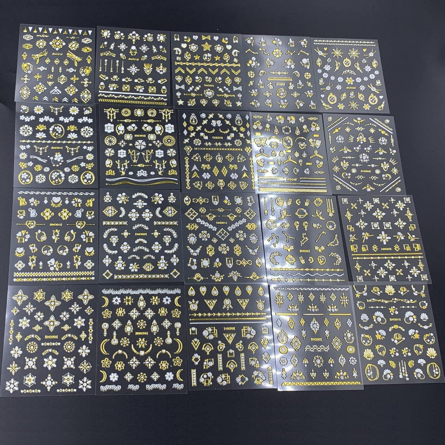 22 Sheets 3D Nail Adhesive Stickers for Women Gold Metallic Chain Line Nail Stickers Diamond Design Luxury Nail Art Decoration with with Tweezers Nail File Separators-GlimoraGlow