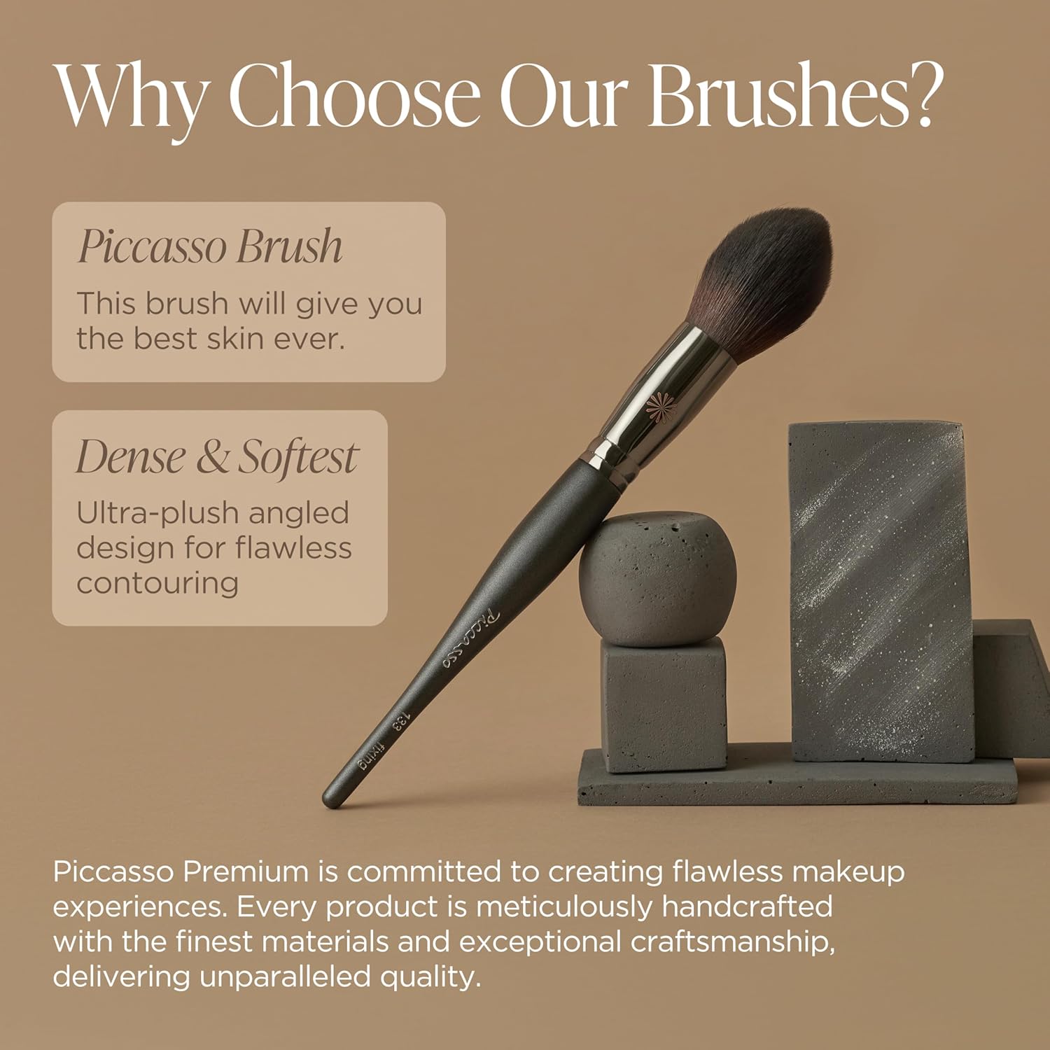 Piccasso 133 Fixing Powder Brush – Soft Synthetic Bristles for Setting Powder, Smooth and Flawless Face Makeup, Gentle Coverage for Pores and Texture, Korean Professional Makeup Brush for Daily Use-GlimoraGlow