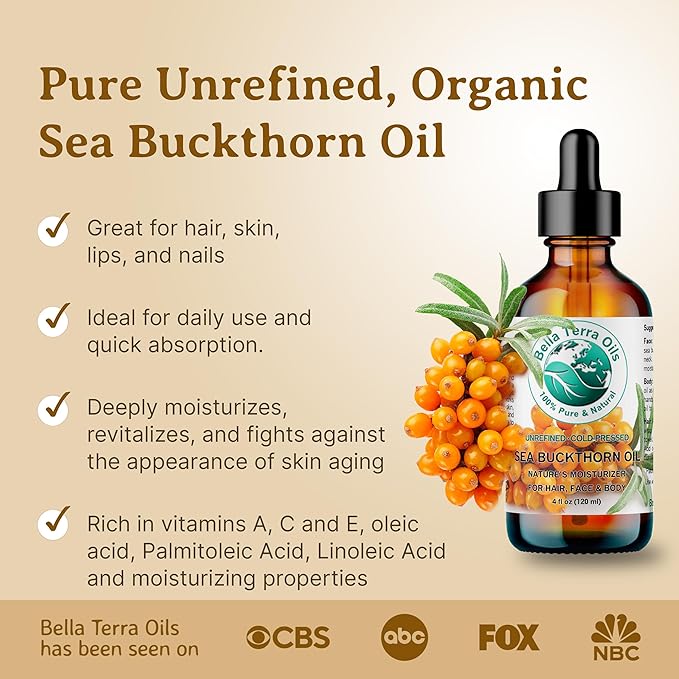 Bella Terra Oils Pure Sea Buckthorn Oil – 1 gallon, Unique Nutrient Blend, Nourishing, Non-Greasy, Radiant Glow for Skin, Softness for Hair-GlimoraGlow