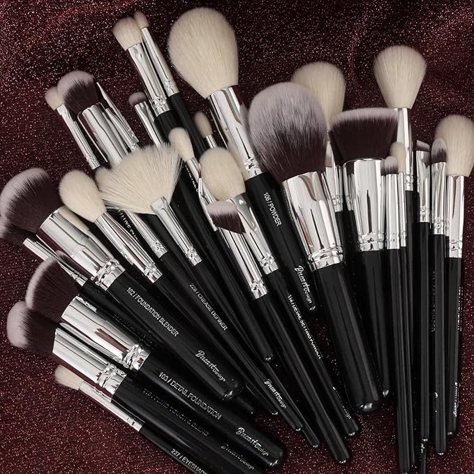 Pro makeup Artist Brushes Set 32Pcs Luxury Goat Hair Horse hair Makeup Brush Set eye and face brushes for every possibility By Bueart Design-GlimoraGlow