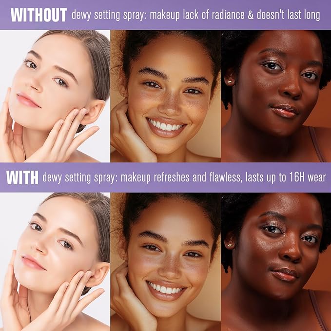 UCANBE Dewy Setting Spray for Makeup, Long Lasting Hydrating Make Up Finishing Spray for Face, Micro-Fine Mist Fixing Spray for Dewy Glow Finish, Lightweight & Waterproof for up to 16 Hours Wear-GlimoraGlow