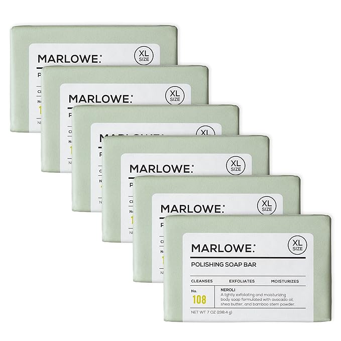 MARLOWE. No. 108 Lightly Exfoliating Soap Bar, 7oz (6 Bars) Polishing, Moisturizing & Cleansing Bar Soap for Men, Made with Natural Ingredients-GlimoraGlow