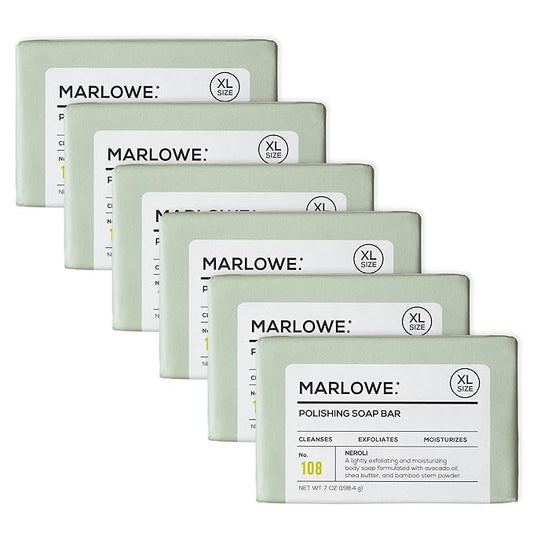 MARLOWE. No. 108 Lightly Exfoliating Soap Bar, 7oz (6 Bars) Polishing, Moisturizing & Cleansing Bar Soap for Men, Made with Natural Ingredients-GlimoraGlow