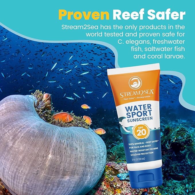STREAM 2 SEA SPF 20 Biodegradable Mineral Sunscreen, 3 Fl oz Paraben Free Non Greasy and Moisturizing Reef Safe Sunscreen For Face and Body Protection Against UVA and UVB-GlimoraGlow