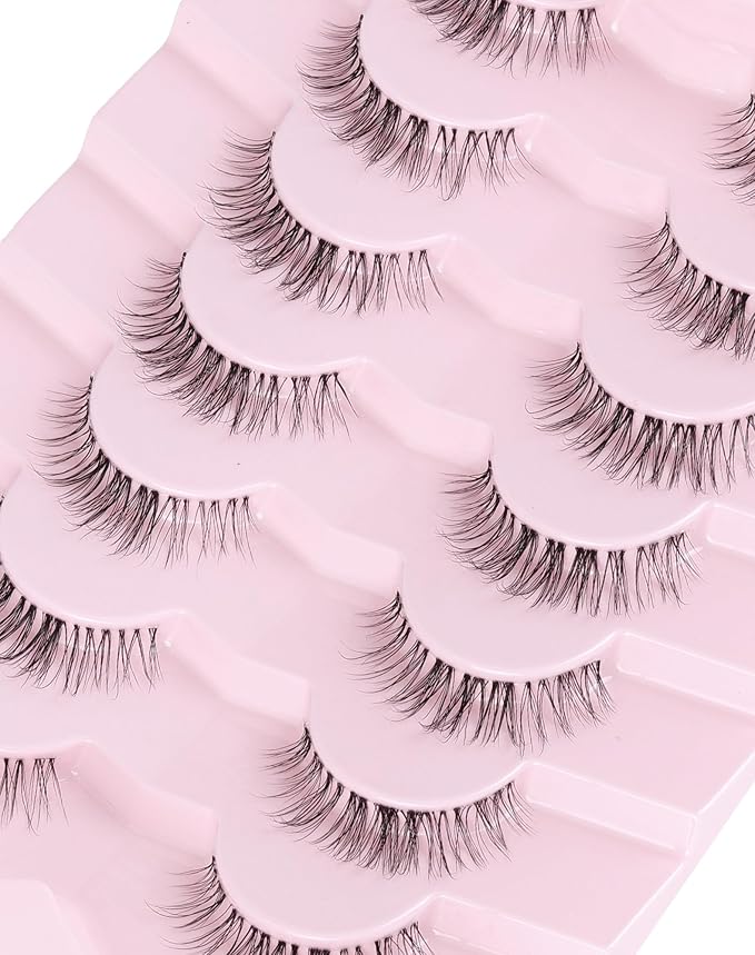 Natural Lashes False Lashes False Eyelashes Wispy Lashes Natural Eyelashes Wispy Eye Lashes Clear Band Lashes UP15-GlimoraGlow