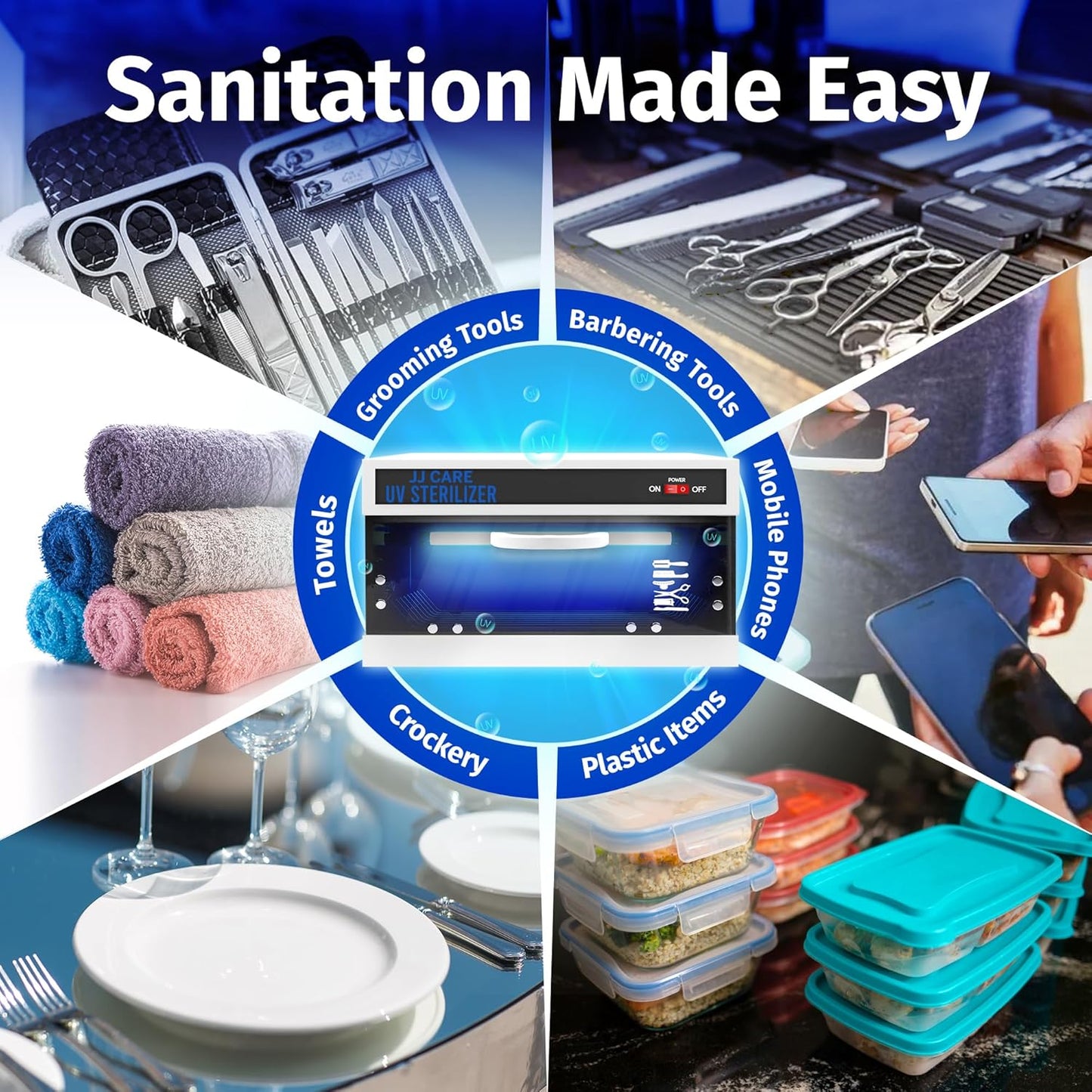 JJ CARE UV Sanitizer Cabinet – 8L Capacity, Manual Timer, Professional Tabletop UV Sanitizer Cabinet for Salon, Spa, Office & Home Use, 99% Sanitization Efficiency-GlimoraGlow