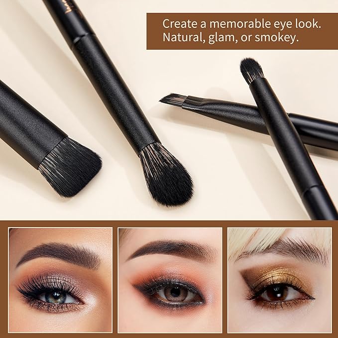 Jessup Makeup Brushes Set Jessup Make up Brushes 14Pcs Black Kabuki Foundation Eyeshadow Contour Concealer Powder Eyeliner Crease Eyebrow Blending Brush with Gift Box, T336-G-GlimoraGlow