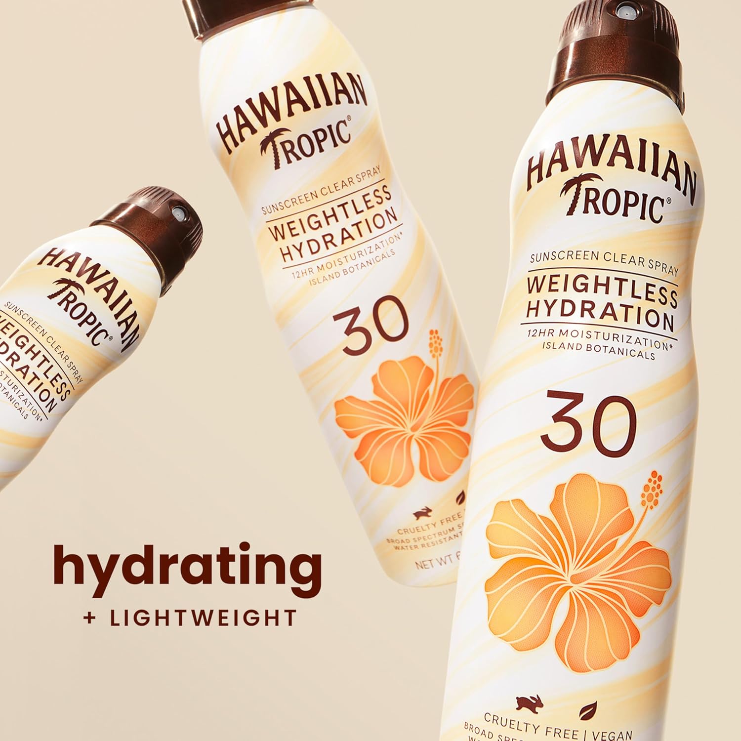 Hawaiian Tropic Weightless Hydration Clear Spray Sunscreen SPF 30, 6oz | SPF 30 Sunscreen Spray, Sunblock, Oxybenzone-Free, 6oz each Twin Pack-GlimoraGlow