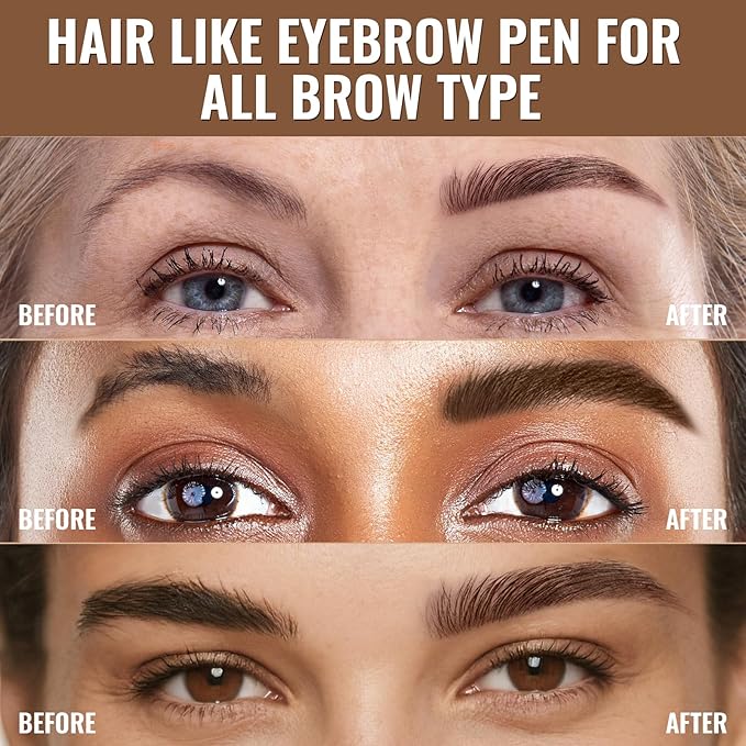 iMethod Eyebrow Pen - Eyebrow Pencil,2-in-1 Eyeliner Dual-Ended Microblading Eyebrow Pencil Long Lasting Waterproof Hair-Like Brow Pencil,with Eyebrow Brush,Eyebrow Pencils for Women,Grey-GlimoraGlow