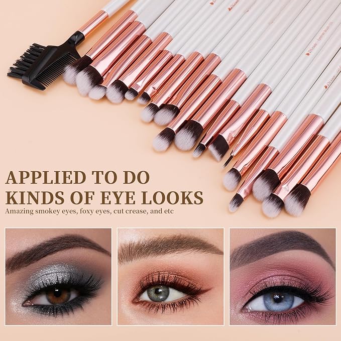 DUcare Makeup Brushes Set Professional 27Pcs Makeup Brushes Premium Synthetic Kabuki Foundation Blending Face Powder Blush Concealers Eye Shadows Make Up Brushes Kit White-GlimoraGlow