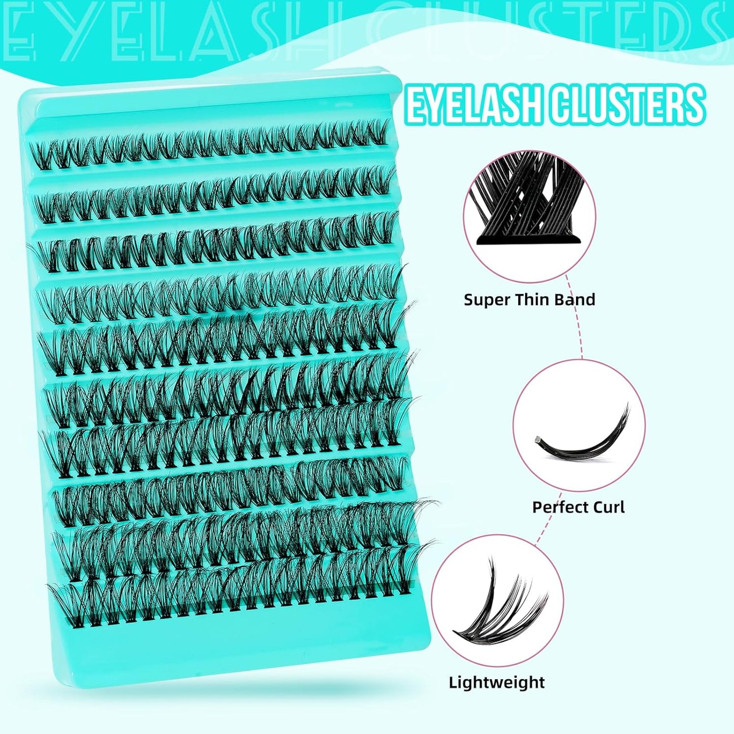Lash Clusters 200pcs, Eyelash Extension Kit 40D D Curl Diy Cluster Eyelashes Extensions Lash Bond and Remover Waterproof Lash Applicator Tools for 8-18mm Mix Lashes Beginner Self Use-GlimoraGlow