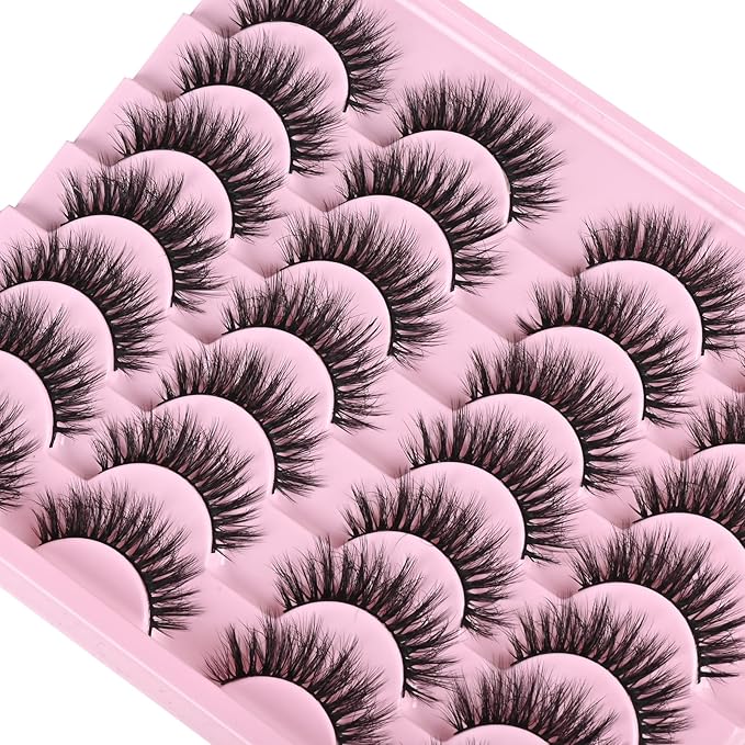 FARRED Lashes Natural Look Short Cat Eye Natural Lashes Fluffy Wispy False Eyelashes 14 Pairs Faux Mink Strip Eye Lashes Pack for Daily Makeup (F7 | 6-15mm)-GlimoraGlow