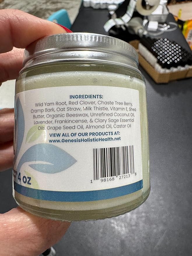 Genesis Wild Yam Root Cream, Organic Balancing Cream for Women, Deep Nourishment and Hydration, Made with Wild Yam Root, Chaste Tree Berry, and Red Clover, 4oz-GlimoraGlow