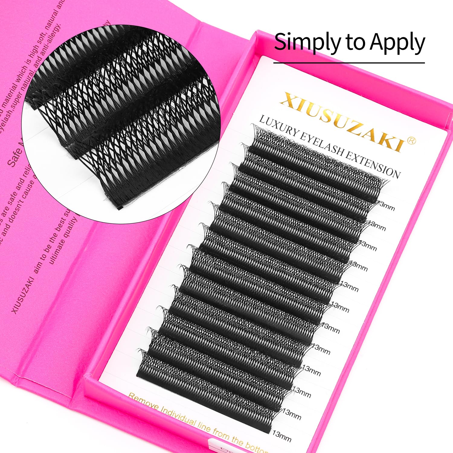 Lash Extensions Double Tips 4D Eyelash Extensions W Shape 0.07mm Thickness C Curl 10mm Premade Fans Easy Fan Volume Lashes Matte Black Crisscross(W-4D-Double Tips-0.07-C,10mm)-GlimoraGlow