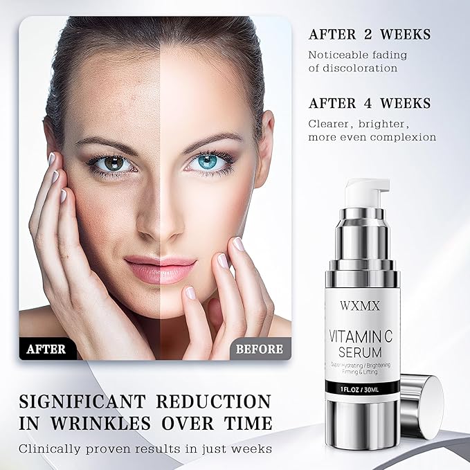 Super Vitamin C Face Serum for Mature Skin: All-in-One Hydrating Anti-Aging Formula by Vitamin C, Hyaluronic Acid, Caffeine-Firming, Lifting, Targets Dark Spots, Wrinkles, 1 fl oz (Pack of 1)-GlimoraGlow