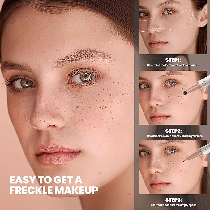 2-in-1 Dual Ended Microblading Freckle Pen & Freckle Stamp,Waterproof Freckle Stamp & Precise 15°Tip for Natural Lifelike Freckle Makeup,Perfect Make up,Last 24Hrs.-GlimoraGlow